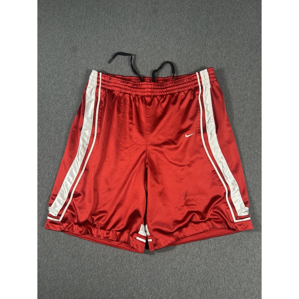 Y2K Nike Basketball Shorts Athletic Running Red White Size Large